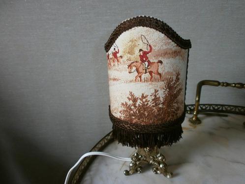 Engels kapje met jachttafereel en franje, Huis en Inrichting, Lampen | Lampenkappen, Zo goed als nieuw, Rechthoekig, Beige, Bruin