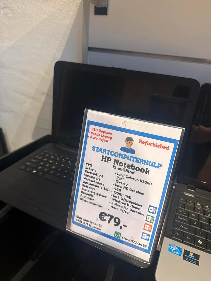 HP 15-ay081nd - (Accu Defect) 15.6 inch - Refurbished, Computers en Software, Windows Laptops, Refurbished, 15 inch, SSD, Minder dan 2 Ghz