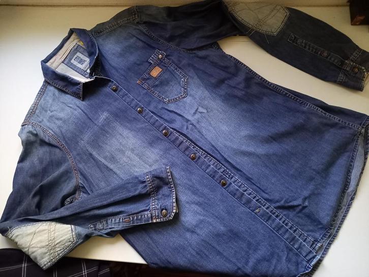 PME legend prachtige blauwe spijkerblouse, mt XL, Kleding | Heren, Overhemden, Zo goed als nieuw, Halswijdte 43/44 (XL), Blauw