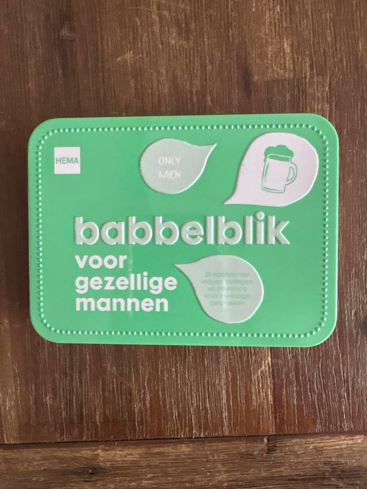 Babbelblik voor gezellige mannen - HEMA, Hobby en Vrije tijd, Gezelschapsspellen | Bordspellen, Zo goed als nieuw, Drie of vier spelers