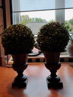 Set van 2 Franse vazen,  bruin met kunst klimop bol., Ophalen, Zo goed als nieuw