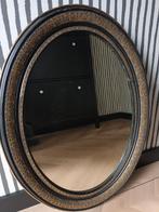 Brocante ovale spiegel zwart met goud, Ophalen, Ovaal, 50 tot 75 cm, Minder dan 100 cm