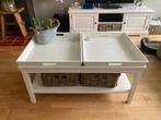 Witte houten salontafel, Huis en Inrichting, Tafels | Salontafels, 50 tot 100 cm, Minder dan 50 cm, Gebruikt, Rechthoekig