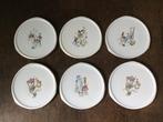 6 Flora aardewerk gebaksbordjes met retro decor, Ophalen of Verzenden