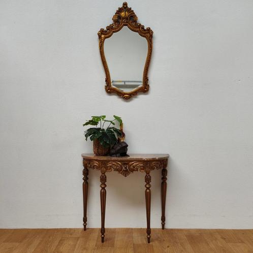 Barok Rococo wandconsole sidetable marmer blad en spiegel 06, Huis en Inrichting, Tafels | Sidetables, Zo goed als nieuw, Ophalen of Verzenden