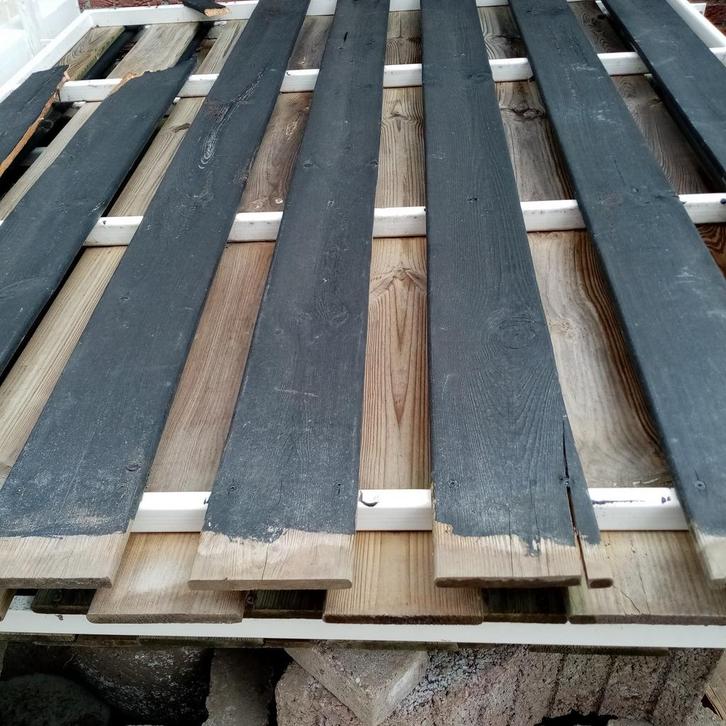 Schutting, Doe-het-zelf en Verbouw, Hout en Planken, Gebruikt, Plank, Overige houtsoorten, Minder dan 200 cm, Geïmpregneerd, Ophalen
