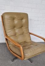 Eugen Schmidt draaifauteuil vintage leder jaren, Huis en Inrichting, Fauteuils, Ophalen, Gebruikt, 75 tot 100 cm, 50 tot 75 cm
