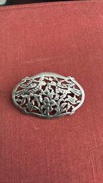 835 zilver gekeurde broche vogeltjes op takken, 4 tot 7 cm, Gebruikt, Ophalen of Verzenden, Zilver