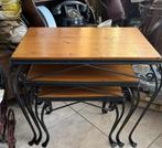 vintage bijzettafels italiaans design drie stuks, Minder dan 55 cm, Gebruikt, Metaal of Aluminium, Rechthoekig
