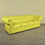 23696 Chesterfield Bank Leder Geel 2,40 m, Ophalen, Chesterfield, Nieuw, Rechte bank