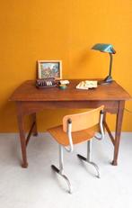 Brocante vintage eiken tafel, tafeltje, desk, bureau, Ophalen, Gebruikt, Vintage, Nvt