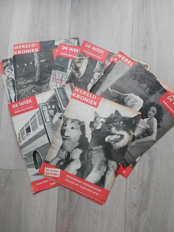 13 Vintage bladen Wereldkroniek uit 1947 en 1948, Boeken, Tijdschriften en Kranten, Gelezen, Overige typen, Ophalen of Verzenden