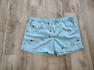 Prachtige blauwe zwembroek, zwemshort met palmbomen, maat M. beschikbaar voor biedingen