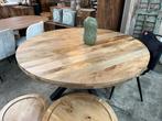 Magazijn leegverkoop nieuwe grote ronde eettafel mangohout, Nieuw, Ophalen of Verzenden, Info@wkhome.nl, Argonweg 20 Amersfoort