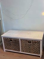 Landelijke Opbergbank met Rieten Manden - Boho Stijl, Ophalen, Overige typen, Zo goed als nieuw, Minder dan 100 cm
