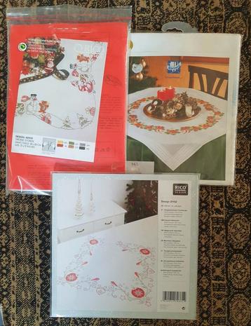 3 x kerst tafelkleed borduurpakket 80 x 80 cm beschikbaar voor biedingen