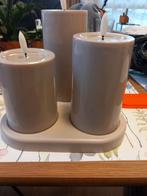 3 Oplaadbare LED Kaarsen met adapter., Huis en Inrichting, Ophalen, Kunststof, Wit, Zo goed als nieuw