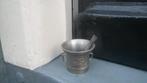 VIJZEL tin beker 5 cm. en stamper 6 cm lang tinnen vijzeltje, Antiek en Kunst, Antiek | Tin, Ophalen of Verzenden