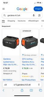 Gardena 4.0 ah 18 volt batterij nieuw in doos, Ophalen, Zo goed als nieuw