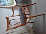 Thonet buisframe houten stoel met armleuning en lederen zit, Ophalen, Gebruikt, Bruin, Eén
