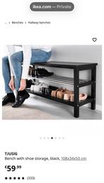 TJUSIG Bank met schoenenopslag - Zwart from IKEA, Ophalen, Zo goed als nieuw