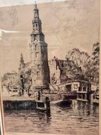 Prachtige Ets / grafiek van de Westertoren Amsterdam, Ophalen of Verzenden, Schilderij, Minder dan 50 cm