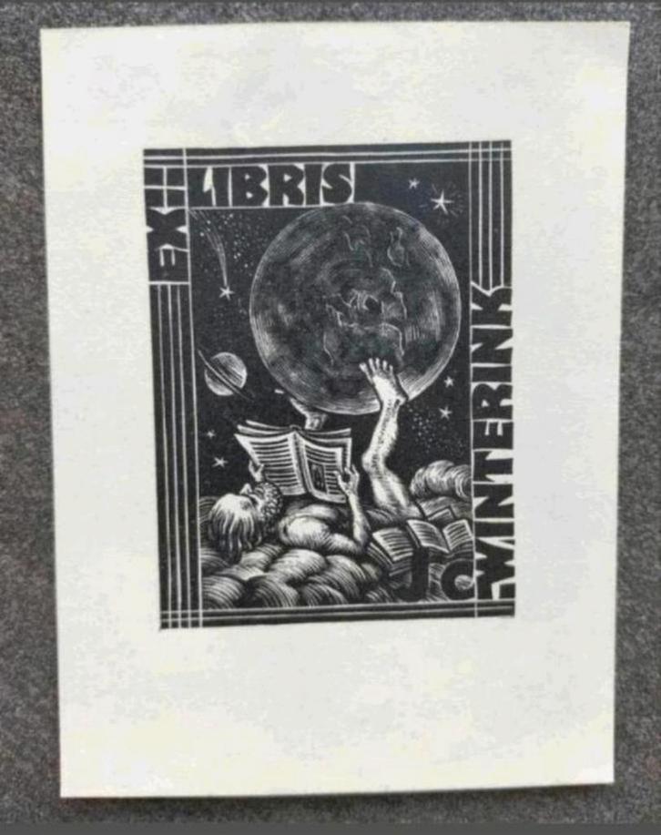 Exlibris JC Winterink (Nico Bulder, 1936 / 1937), Antiek en Kunst, Kunst | Etsen en Gravures, Ophalen of Verzenden