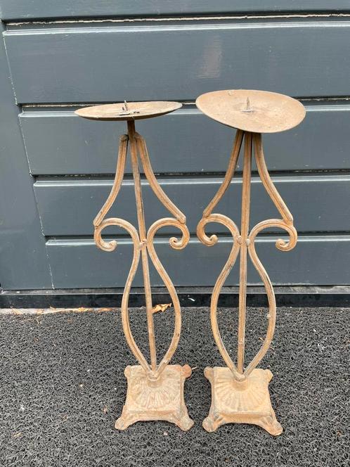 2 prachtige kandelaars, roest kleurig, Huis en Inrichting, Woonaccessoires | Kandelaars en Kaarsen, Ophalen of Verzenden