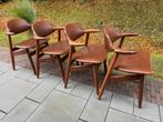 Set van 4 Cow Horn Stoelen Tijsseling Nijkerk, Ophalen, Gebruikt, Bruin, Vintage