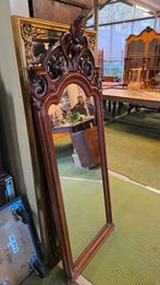 Antieke mahonie biedermeier kuifspiegel, Ophalen, Ovaal, Minder dan 50 cm
