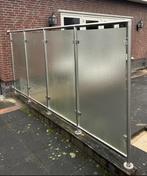 RVS Grensafscheiding met Gesatineerd Glas - 3.85x1.65m, Tuin en Terras, Tuinschermen, Ophalen, Gebruikt, Glas, 200 cm of meer