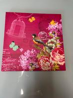 Schilderij met vogel en bloemen, Ophalen, Zo goed als nieuw, Schilderij, Minder dan 50 cm