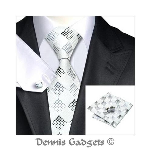 Dennis Gadgets: 100 % zijden stropdas ( 3 delig !! ) DG 0355, Kleding | Heren, Stropdassen, Nieuw, Met patroon, Wit, Ophalen of Verzenden