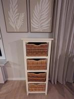Landelijk kastje met 4 rieten lades – stijlvol en compact!, Huis en Inrichting, Kasten | Ladekasten, Ophalen, 100 tot 150 cm, 50 tot 100 cm