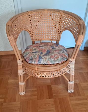 Rotan stoel met kussen beschikbaar voor biedingen