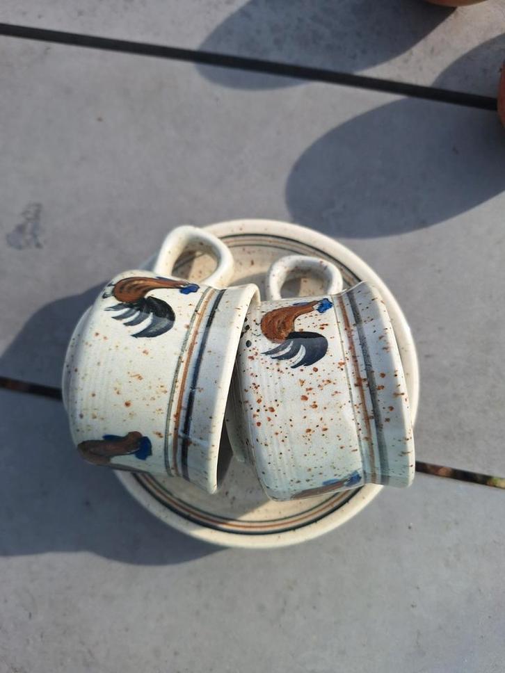 2 Vintage Otagiri Japan Mokken met Haan, Huis en Inrichting, Keuken | Servies, Gebruikt, Kop(pen) en/of Schotel(s), Overige stijlen