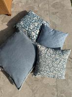 Sierkussens blauw set van 4, Ophalen of Verzenden, Zo goed als nieuw, Blauw, Vierkant