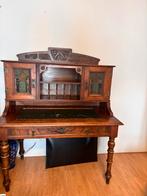 Antiek bureau met glas in lood, Ophalen, Zo goed als nieuw