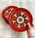 Vintage jaren 60 ontbijtborden keramiek rood, Ophalen of Verzenden