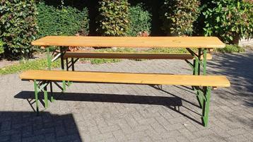 Te koop: Degelijke biertafelset 220x50x78 cm. beschikbaar voor biedingen