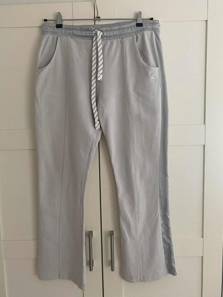 Grijze Broek met Streep merk 10DAYS maat L, Kleding | Dames, Broeken en Pantalons, Gedragen, Maat 42/44 (L), Grijs, Lang, Ophalen of Verzenden