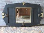 Art Deco Franse houten wandkapstok met spiegel zwart/goud, Minder dan 100 cm, Gebruikt, Ophalen of Verzenden, Hout