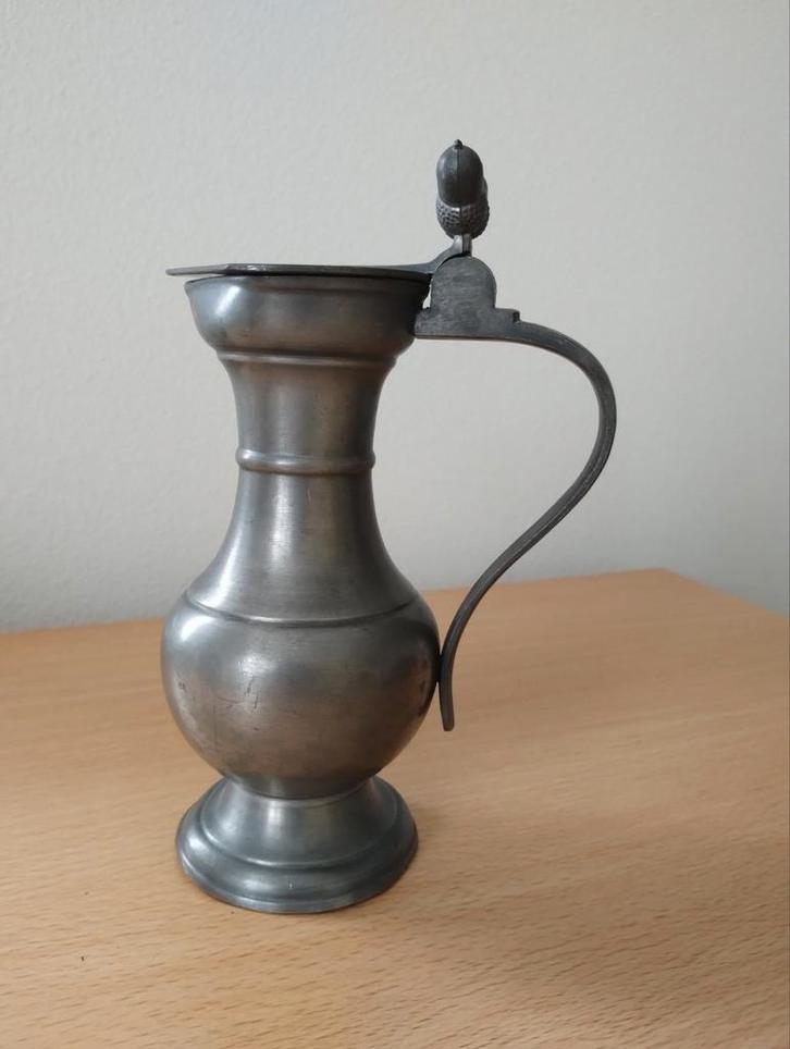 Antieke Tinnen Schenkkan met Deksel, Antiek en Kunst, Antiek | Tin, Ophalen