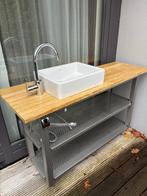 RVS tafel met sanitair wasbak, Ophalen, Gebruikt, Rvs, Wastafel