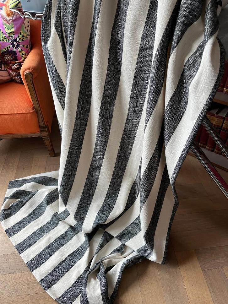 Luxe Gestreepte Linnen/Polyester Gordijnen, Huis en Inrichting, Stoffering | Gordijnen en Lamellen, Zo goed als nieuw, 200 cm of meer