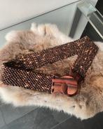 Handgemaakte houten kralen riem - Ibiza style, Tailleriem, Ophalen of Verzenden, 3 tot 5 cm, Bruin