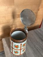 Vintage Bierpul met deksel en bloemmotief, Ophalen, Gebruikt