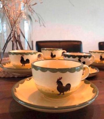 💝 ZELLER FAYENCERIE HAAN EN KIP geel groen kop en schotel beschikbaar voor biedingen