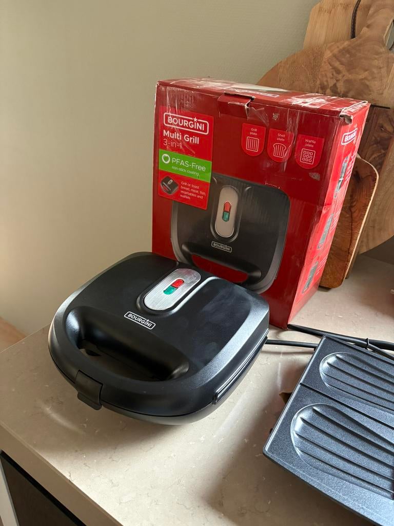BOURGINI Multi Grill 3-in-1 Tosti-apparaat Zwart, Ophalen of Verzenden, Zo goed als nieuw