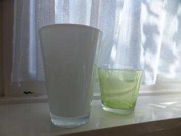 vintage bloempot vaas glas plant nineties 90 incl verzenden  beschikbaar voor biedingen